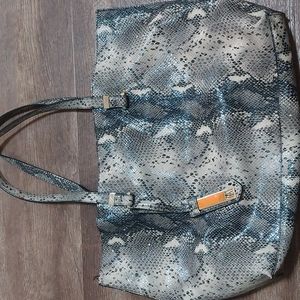 Antonio Melani Large Leather Tote - 100% Leather Natural Snakeskin Pattern Bag